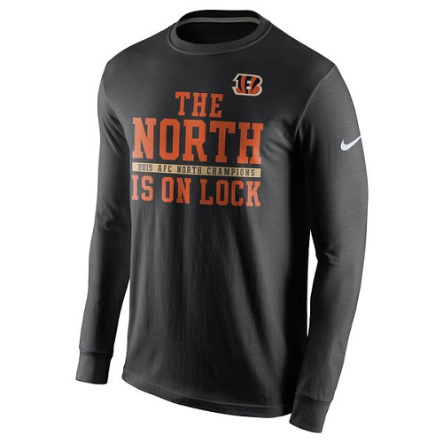 NFL Men's Cincinnati Bengals Nike Black 2015 AFC North Division Champions Long Sleeve T-Shirt